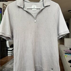 Next Light Gray Patterned Zip Polo Shirt